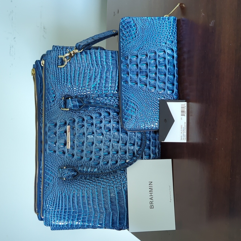 Brahmin Set - Blake satchel & Skyler Clutch NWOT Bluebonnet